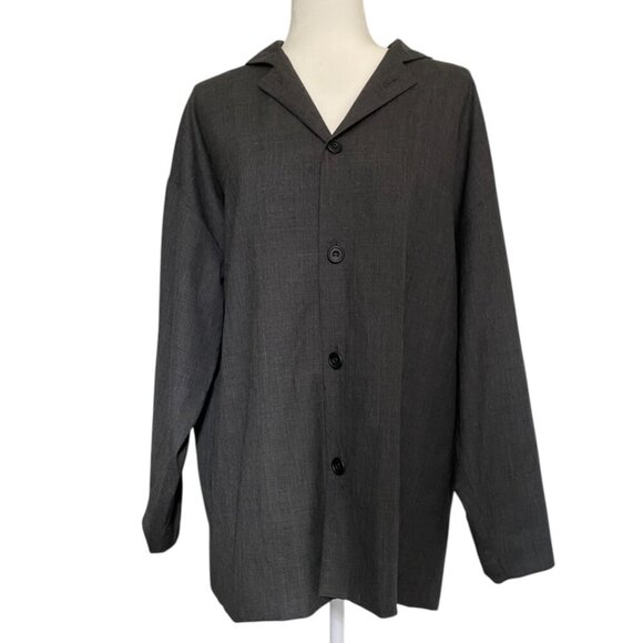 Eskandar Size 1 Grey Boxy Jacket / Tunic Top Wool Cashmere with Cotton Lining - Picture 4 of 8